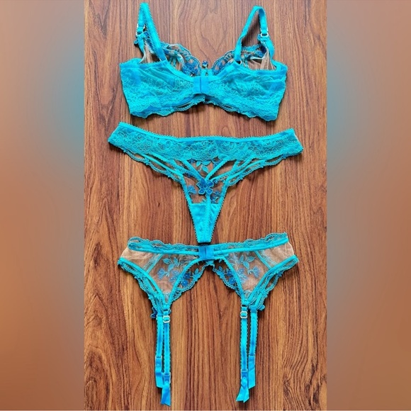 Honey Birdette Sabrina Turquoise Midi Style Suspender. - Picture 10 of 10